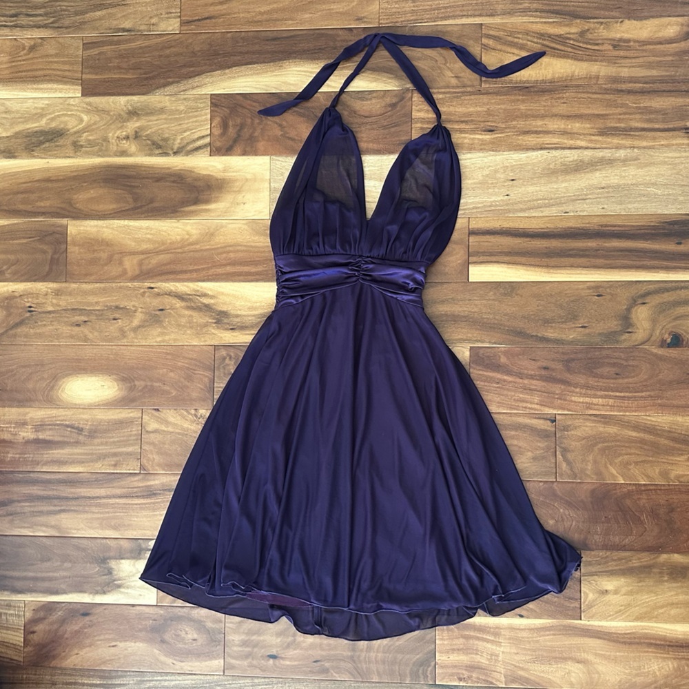 Elegant Purple Halter Party Dress